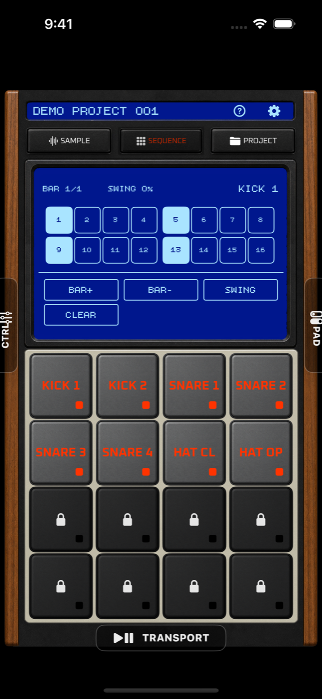 iPhone専用表示のSEQUENCEモード